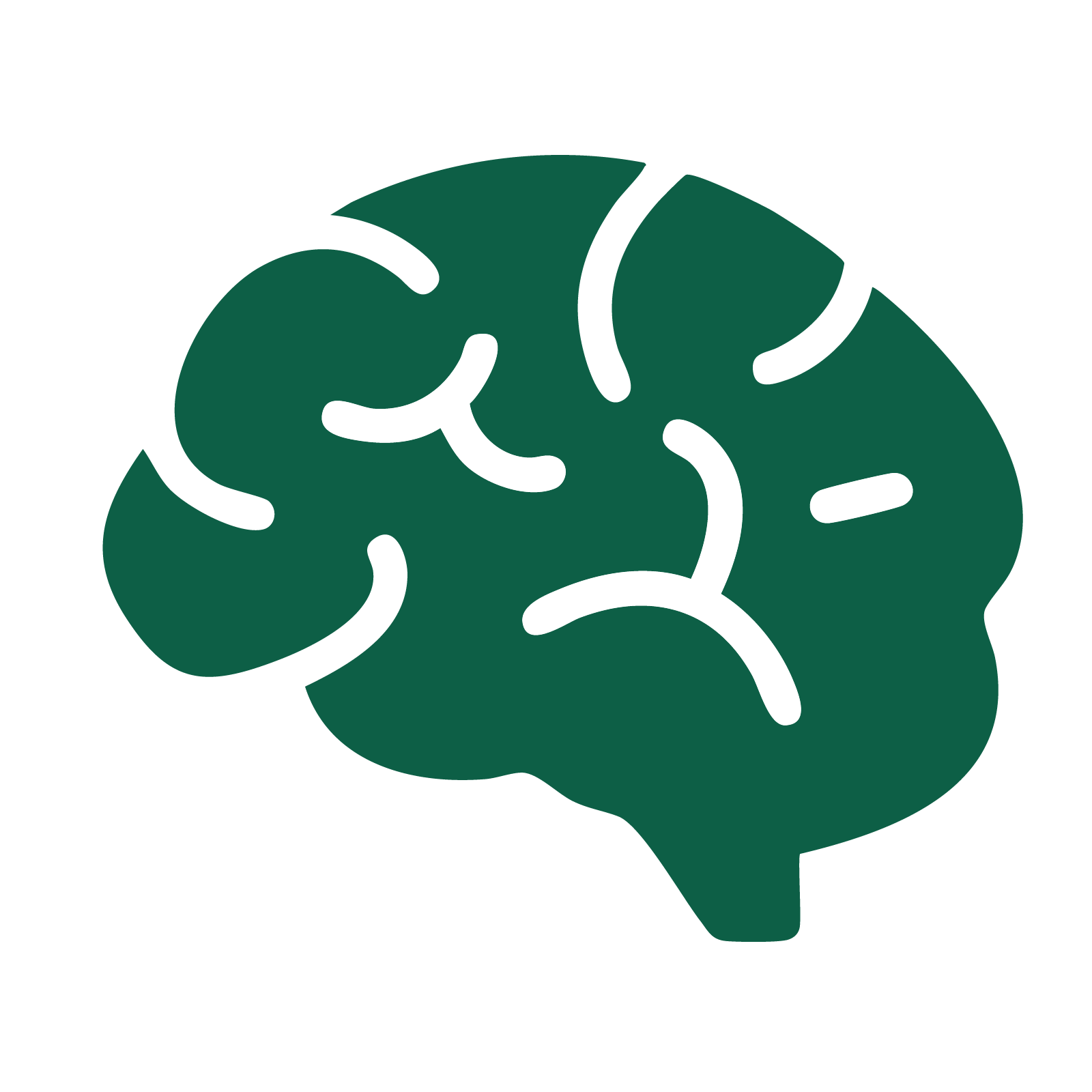 Icône verte d'un cerveau