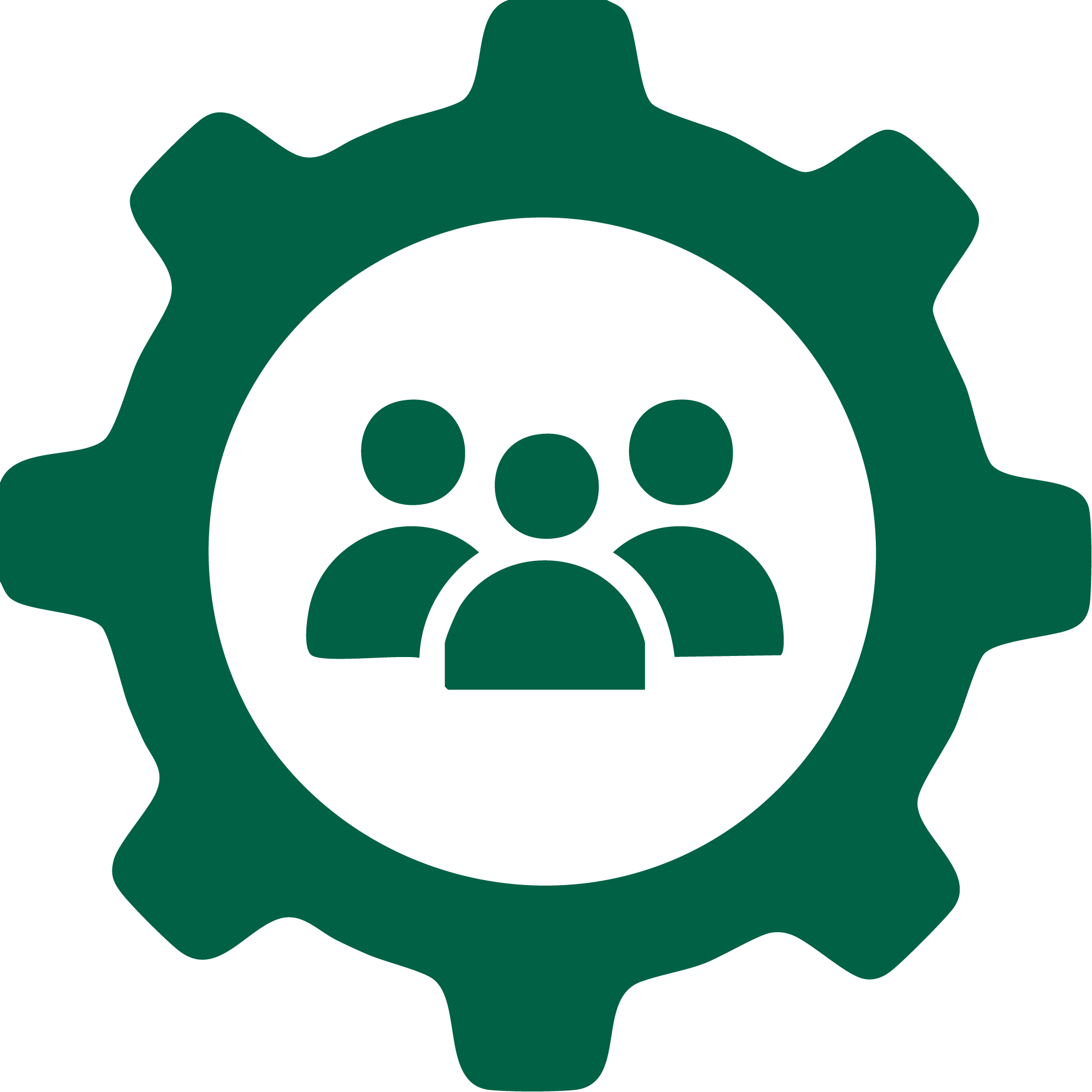 Ic&ocirc;ne verte d'un engrenage avec un groupe de personne au milieu